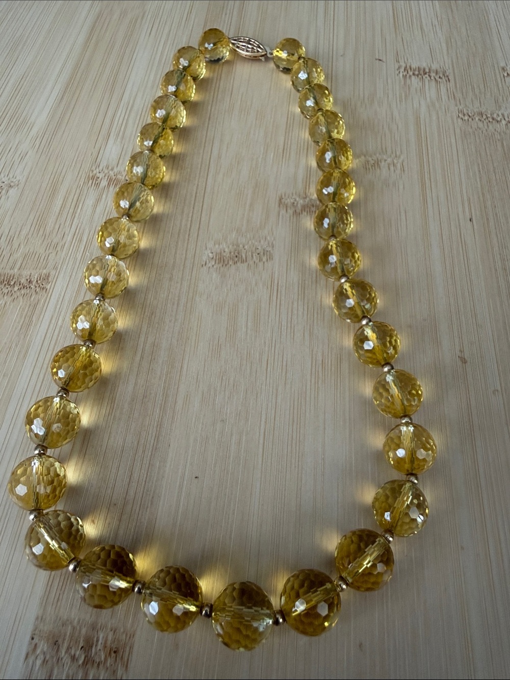 Natural citrine necklace with gold clasp